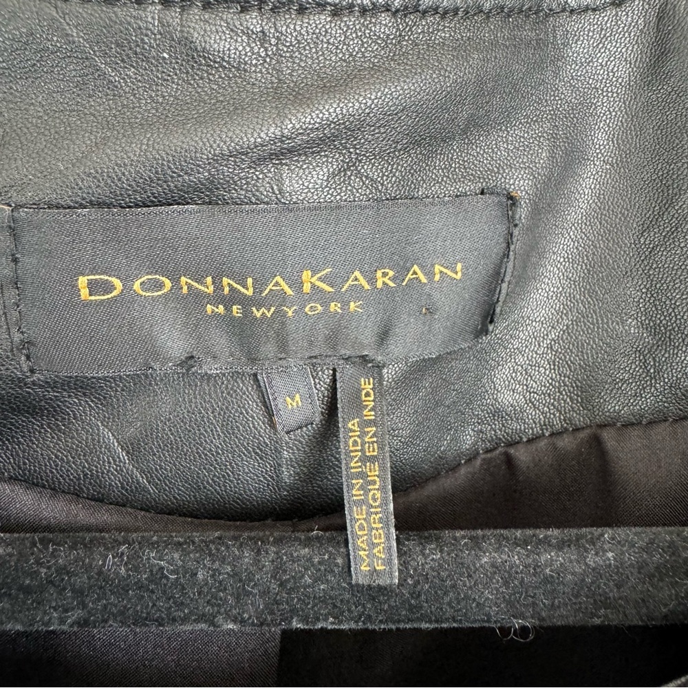 Donna Karan black genuine leather moto jacket, size M. Black label - Picture 11 of 11